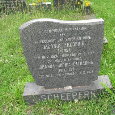 SCHEEPERS Jacobus Frederik 1924-1977 &amp; Johanna Sophia Catharina 1926-1979