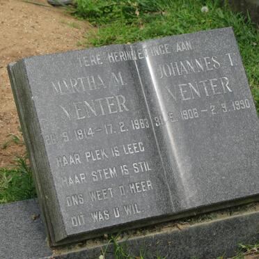 VENTER Johannes T. 1906-1990 &amp; Martha M. 1914-1983