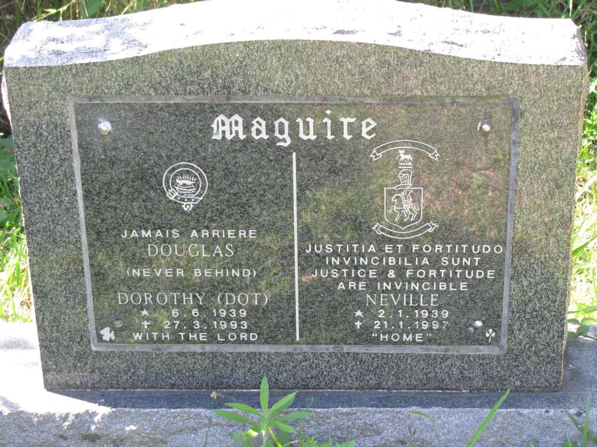 MAGUIRE Neville 1939-1997 &amp;  Dorothy DOUGLAS 1939-1993