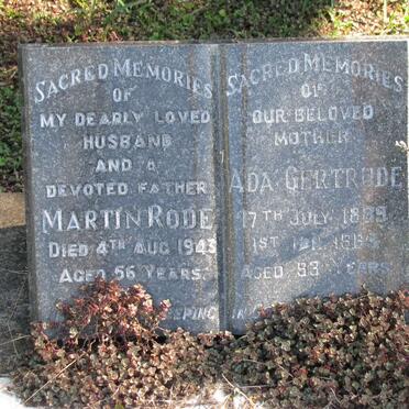 RODE Martin -1943 &amp; Ada Gertrude 1889-1982