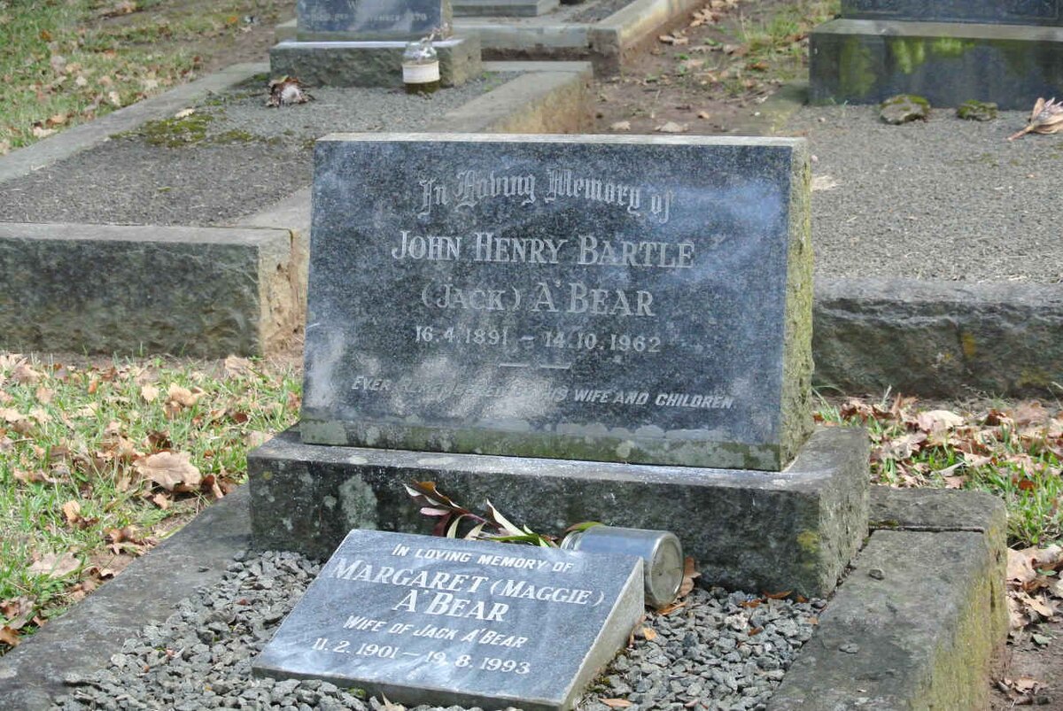 A'BEAR John Henry Bartle 1891-1962 &amp; Margaret 1901-1993