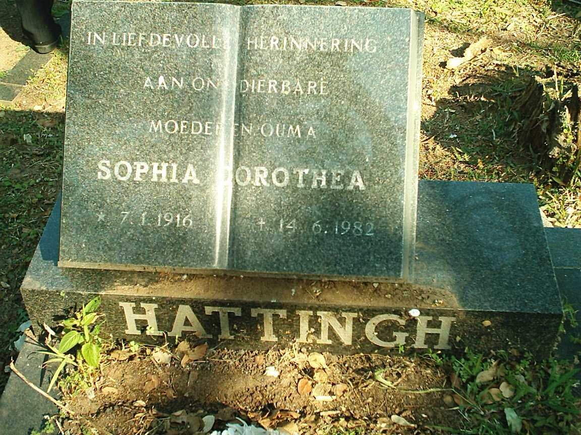 HATTINGH Sophia Dorothea 1916-1982