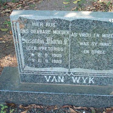 WYK Susanna Maria P., van nee PRETORIUS 1905-1989