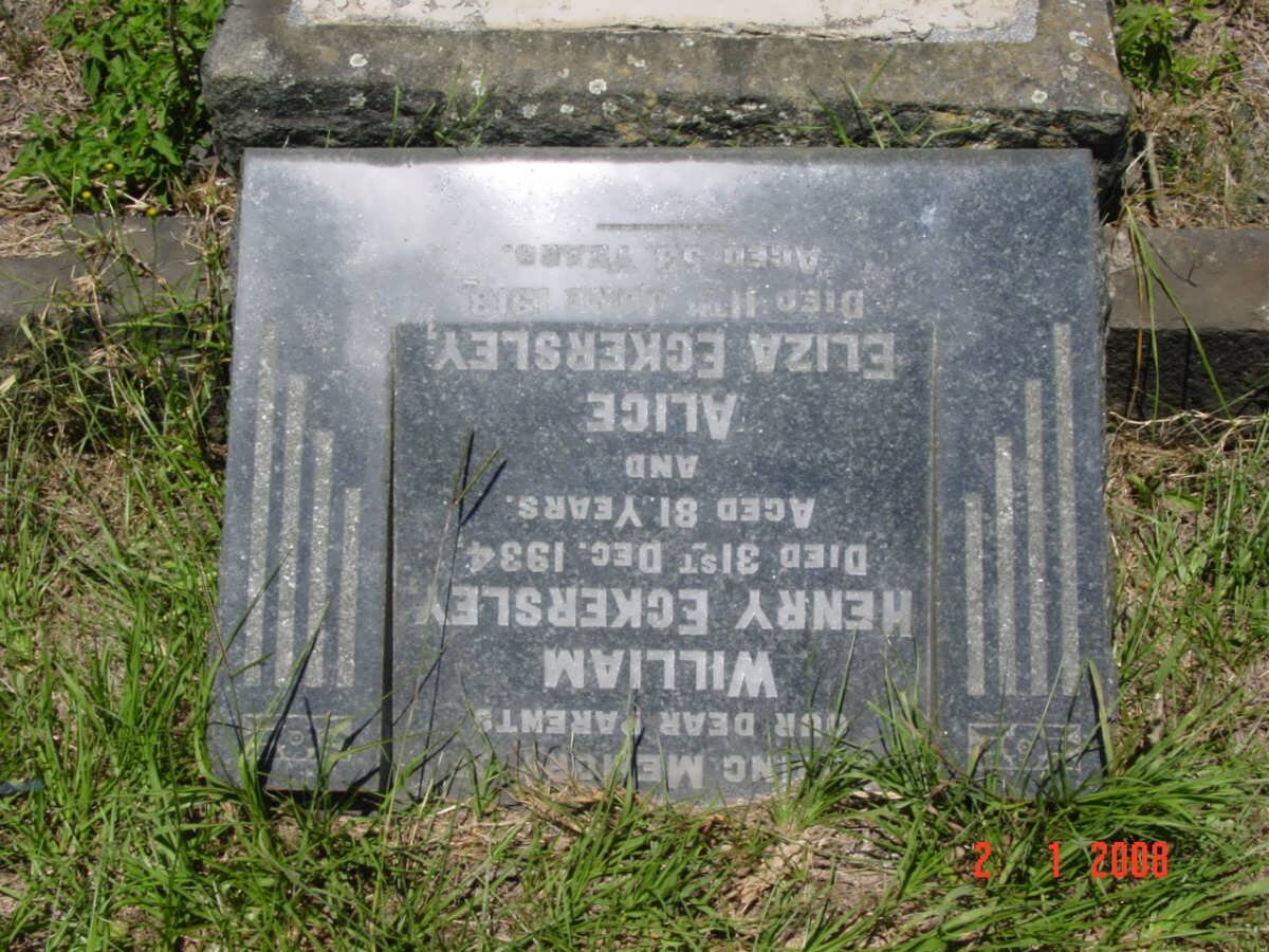 ECKERSLEY William Henry  -1934 &amp; Alice Eliza -1913 