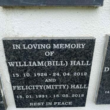 HALL William 1926-2012 & Felicity 1931-2018