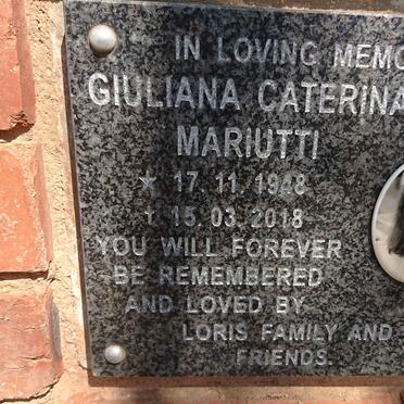 MARIUTTI Giuliana Caterina 1948-2018