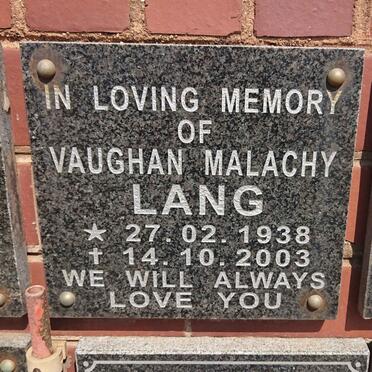 LANG Vaughan Malachy 1938-2003