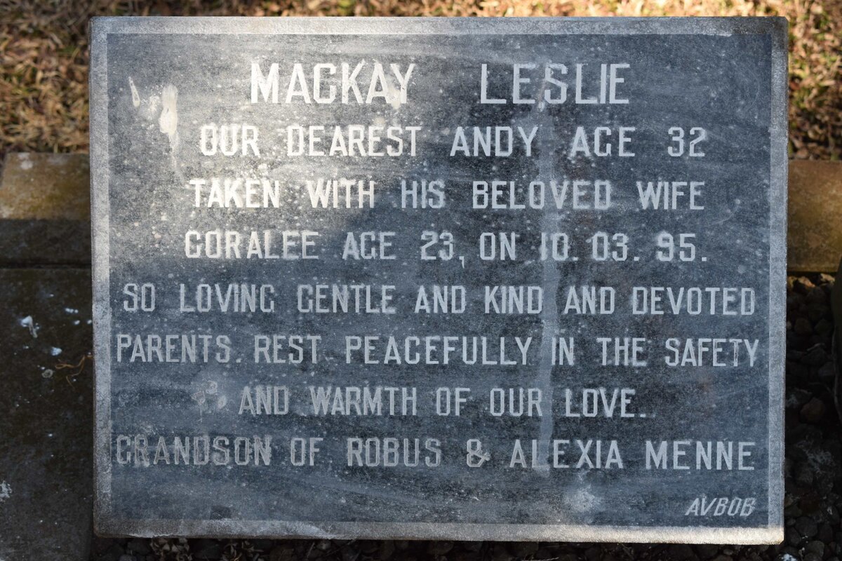 LESLIE Andy, MACKAY -1995 &amp; Coralee -1995