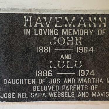 HAVEMANN John 1881-1964 &amp; Lulu 1886-1974