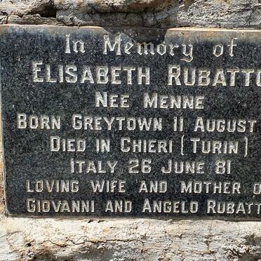 RUBATTO Elisabeth nee MENNE 1931-1981