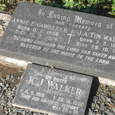 WALKER J.A.Tim 1885-1976 &amp; Annie F.G. 1898-1974 :: WALKER K.J. 1910-1992