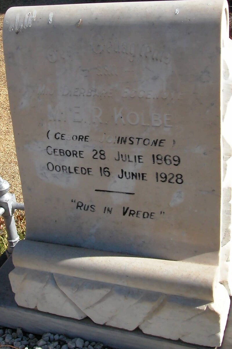 KOLBE M.E.R. nee JOHNSTONE 1869-1928