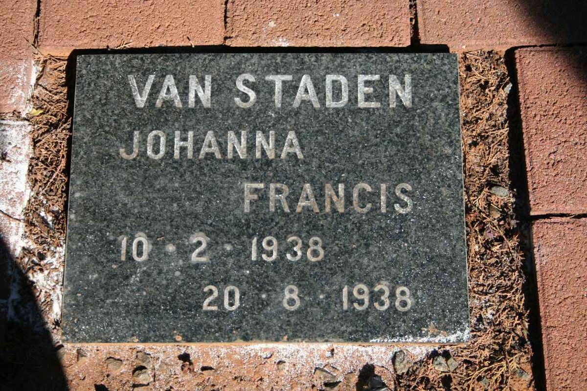 STADEN Johanna Francis, van 1938-1938