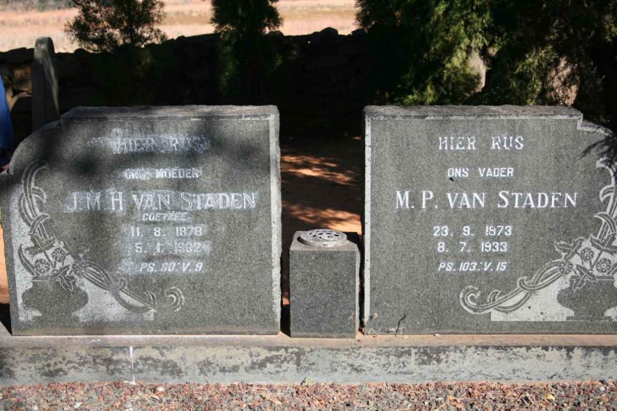 STADEN M.P., van 1873-1933 &amp; J.M.H. COETZEE 1878-1982