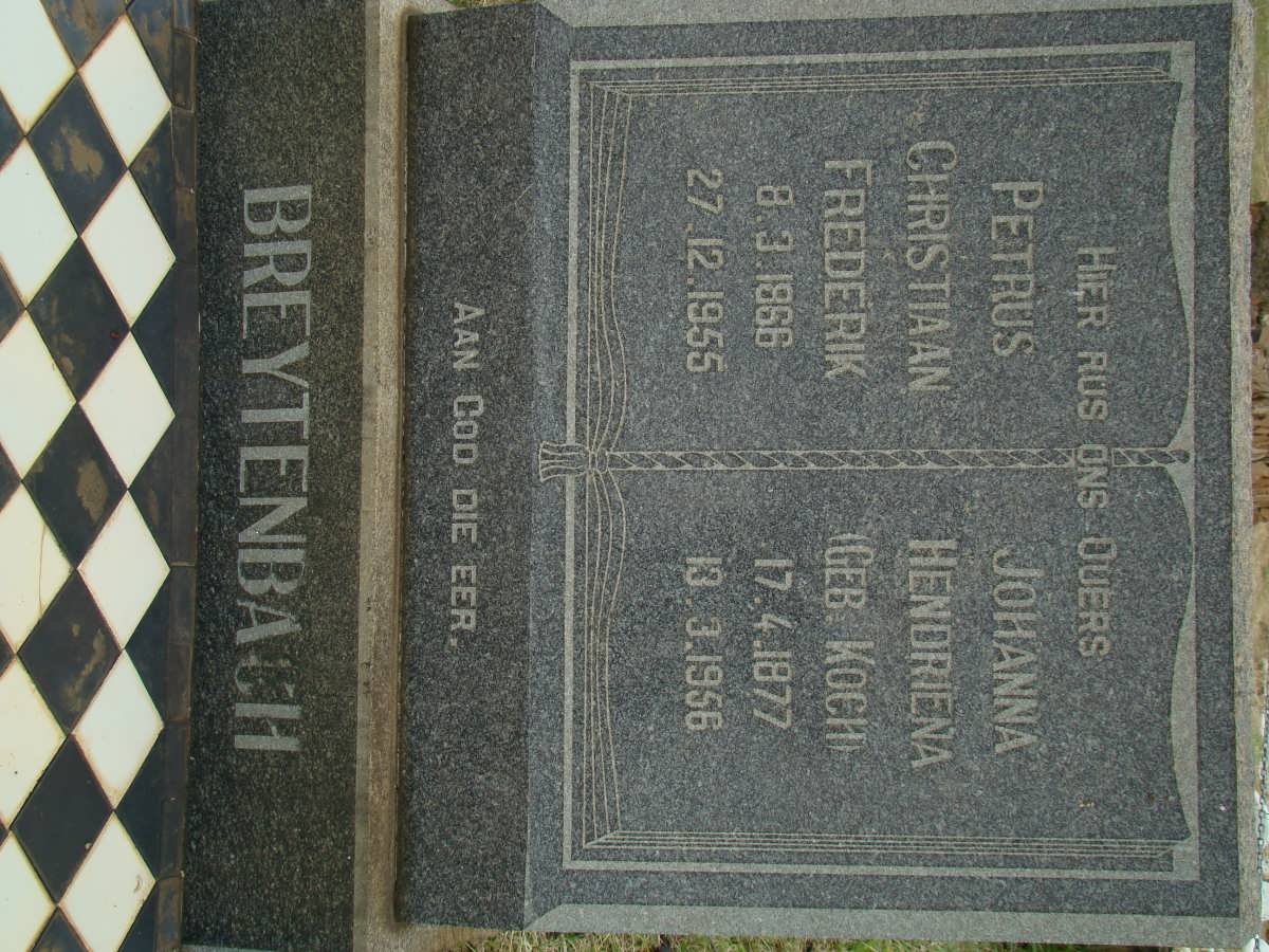 BREYTENBACH Petrus Christiaan Frederik 1866-1955 &amp; Johanna Hendriena KOCH 1877-1956