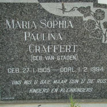 CRAFFERT Maria Sophia Paulina nee VAN STADEN 1905-1994