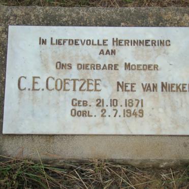 COETZEE C.E. nee VAN NIEKERK 1871-1949