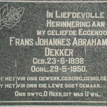 DEKKER Frans Johannes Abraham 1898-1950