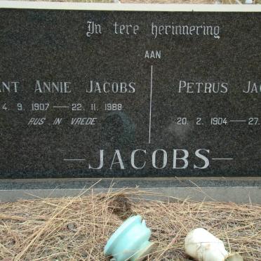 JACOBS Petrus Jacobus 1904-1967 &amp; Annie 1907-1988