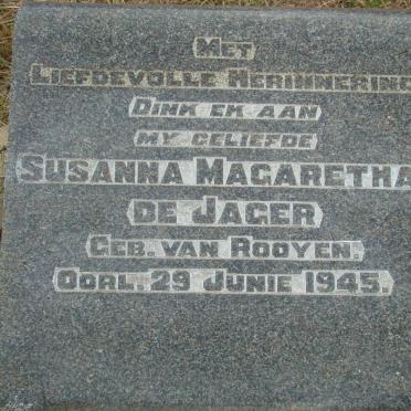 JAGER Susanna Magaretha, de nee VAN ROOYEN -1945