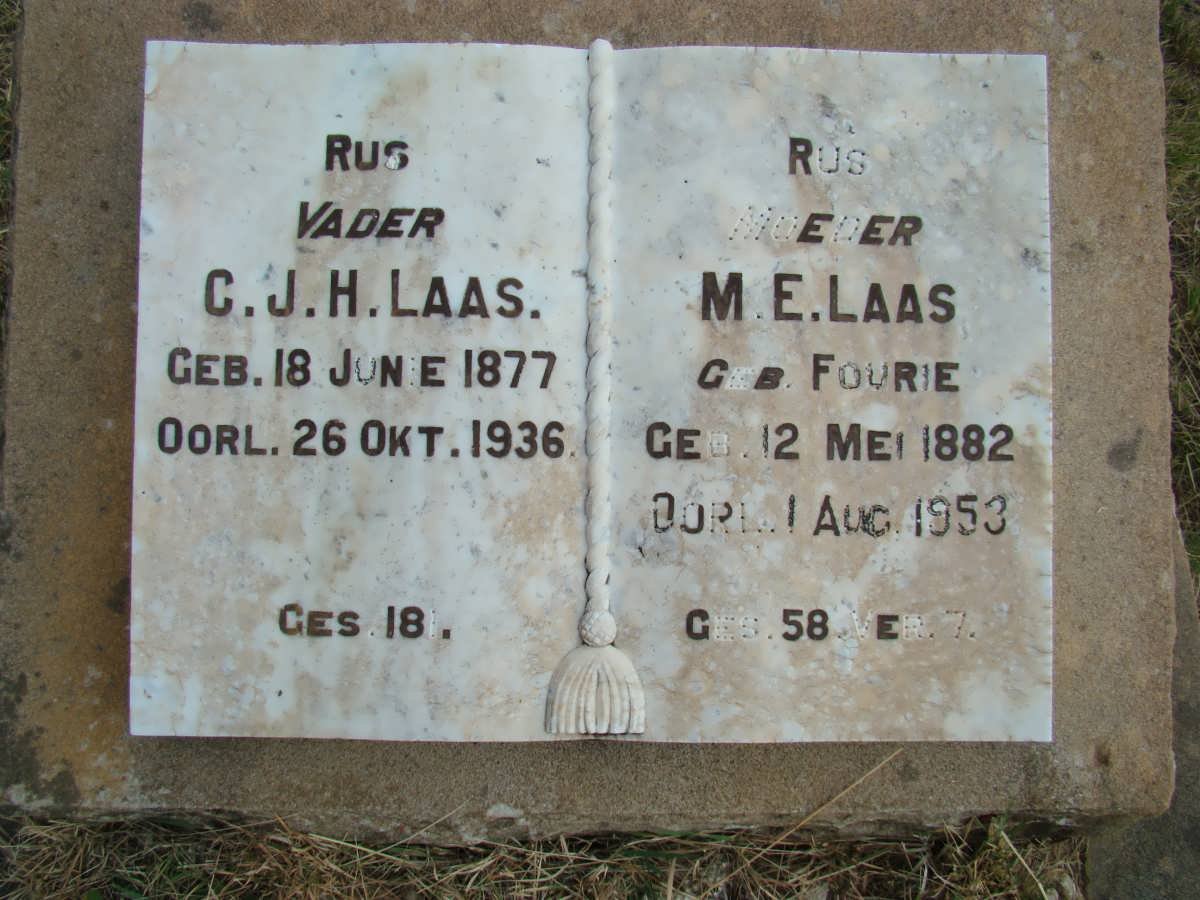 LAAS C.J.H. 1877-1936 &amp; M.E. FOURIE 1882-1953