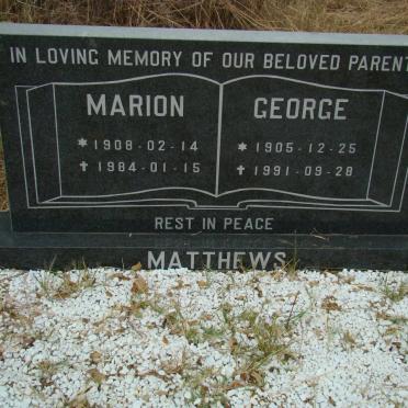 MATTHEWS George 1905-1991 &amp; Marion 1908-1984