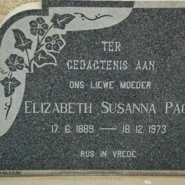 PAGE Elizabeth Susanna 1889-1973