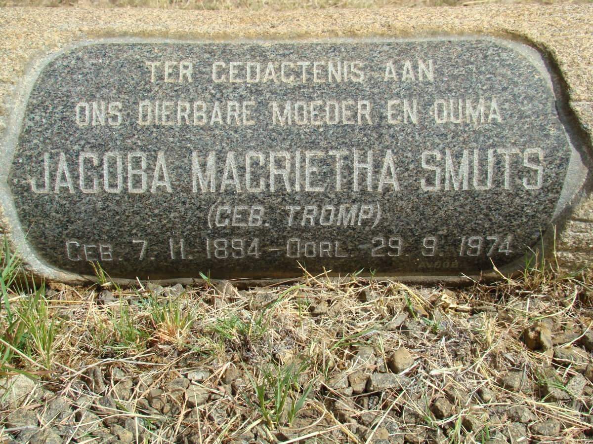 SMUTS Jacoba Magrietha nee TROMP 1894-1974
