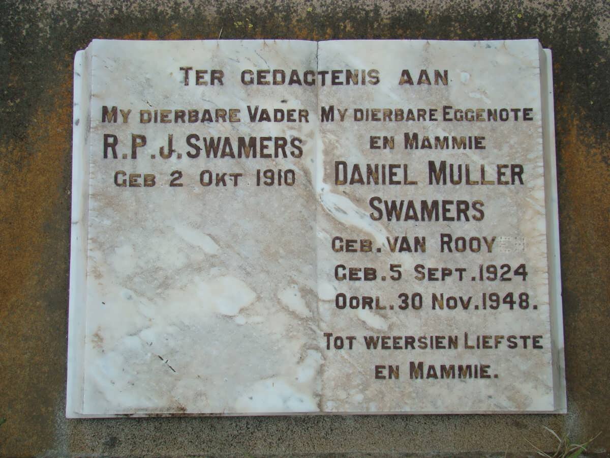 SWAMERS R.P.J. 1910- &amp;  Daniel Muller VAN ROOYEN 1924-1948