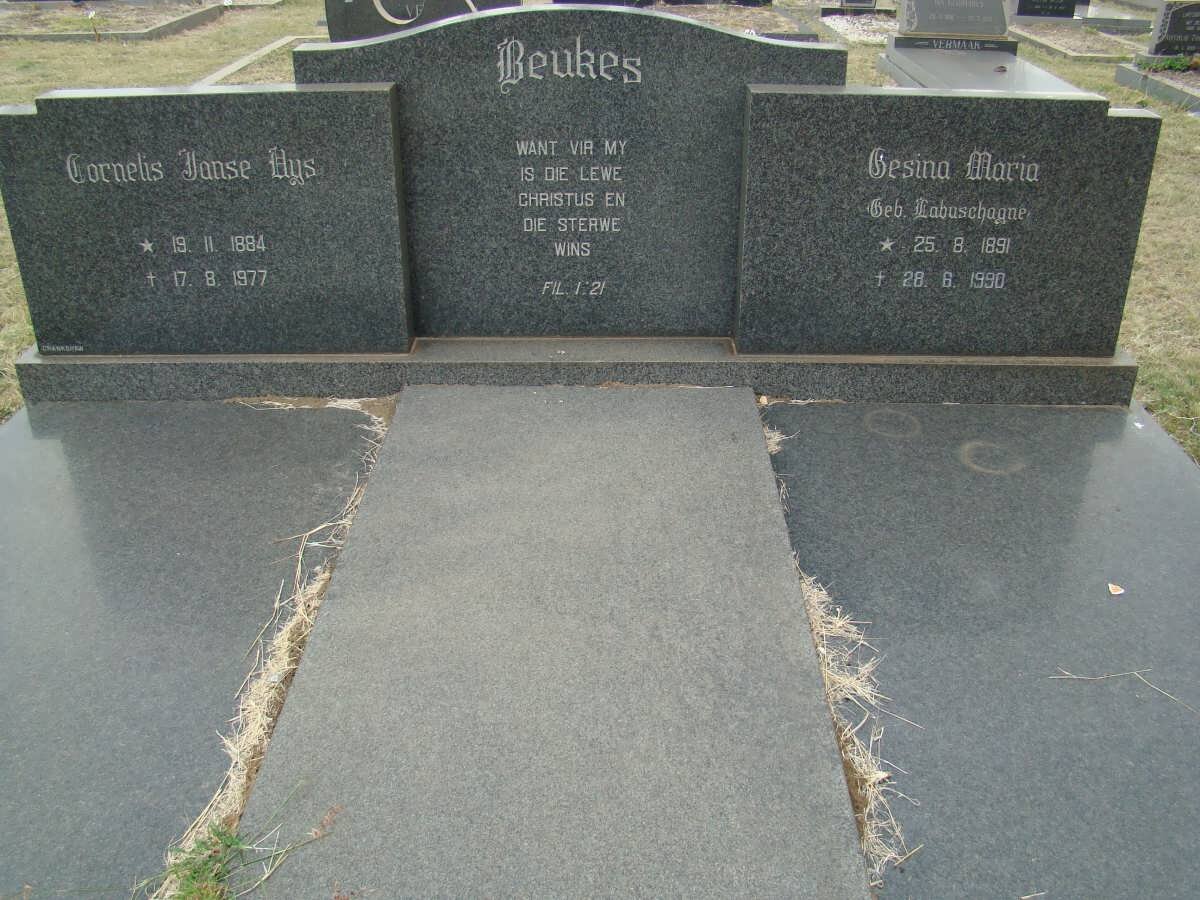 BEUKES Cornelis Janse Uys 1884-1977 &amp; Gesina Maria LABUSCHAGNE 1891-1990