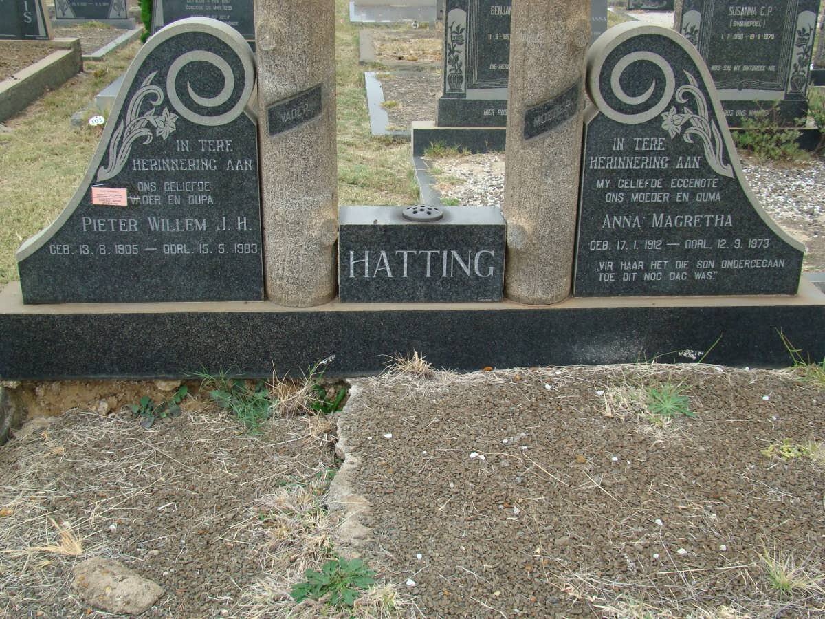 HATTING Pieter Willem J.H. 1905-1983 &amp; Anna Magretha 1912-1973