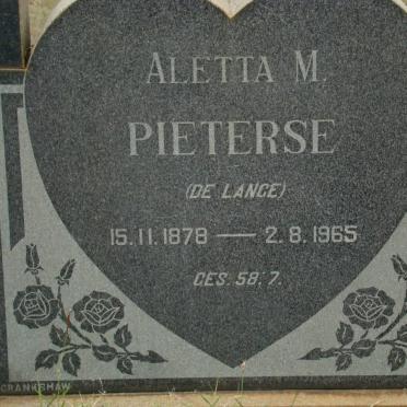 PIETERSE Aletta M. nee DE LANGE 1878-1965