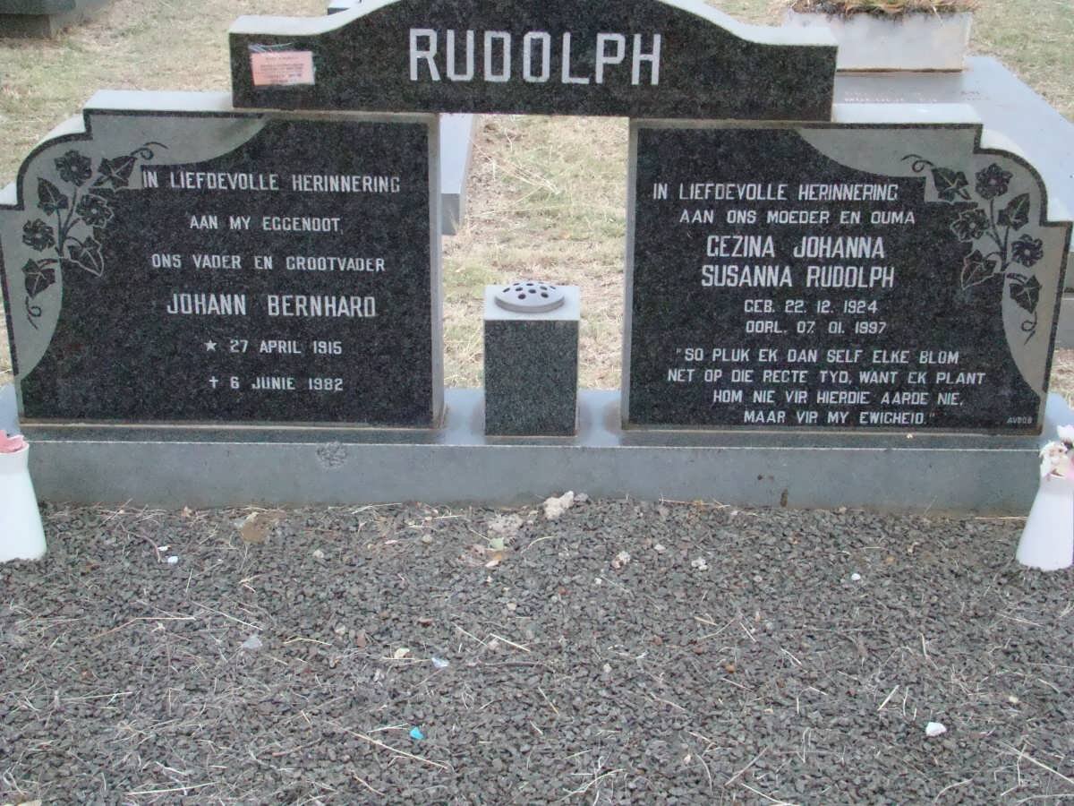 RUDOLPH Johann Bernard 1915-1982 &amp; Gezina Johanna Susanna 1924-1997
