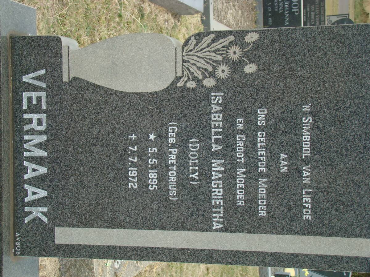 VERMAAK Isabella Magrietha nee PRETORIUS 1895-1972