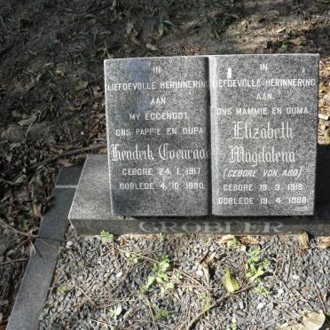 GROBLER Hendrik Coenraad 1917-1990 &amp; Elizabeth Magdalena VON ABO 1918-1998