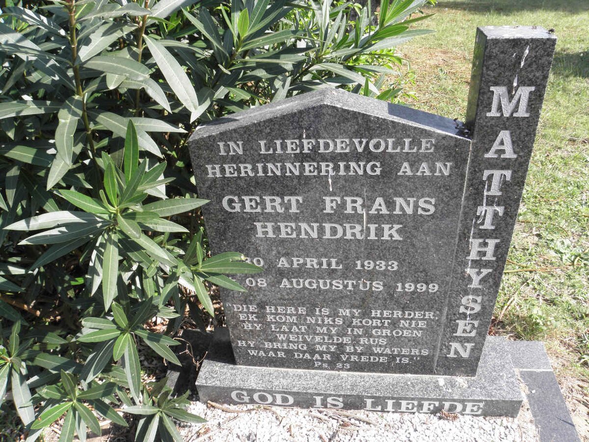 MATTHYSEN Gert Frans Hendaarik 1933-1999