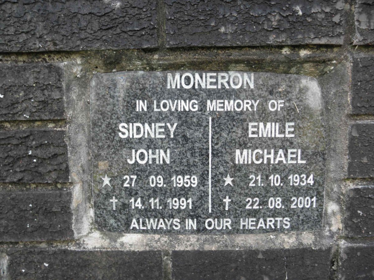 MONERON Sidney John 1959-1991 :: MONERON Emile Michael 1934-2001
