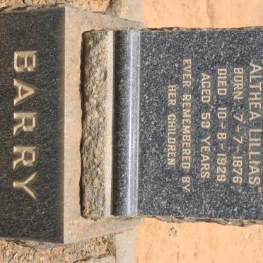 BARRY Althea Lillias 1876-1929