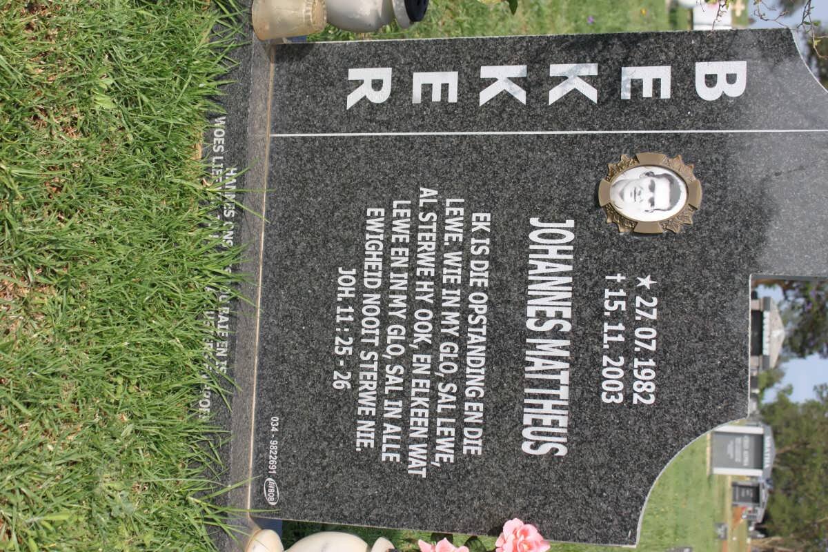 BEKKER Johannes Mattheus 1982-2003