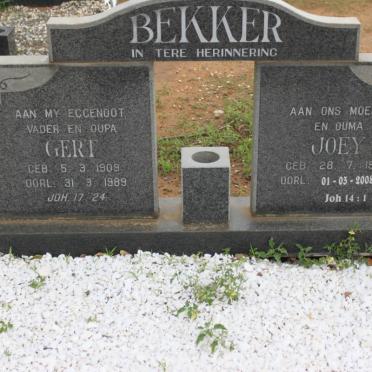 BEKKER Gert 1909-1989 &amp; Joey 1912-2008