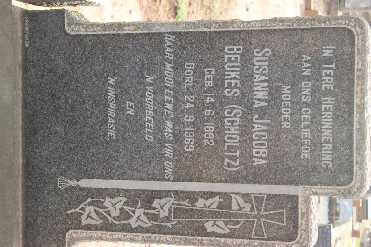 BEUKES Susanna Jacoba nee SCHOLTZ 1882-1969