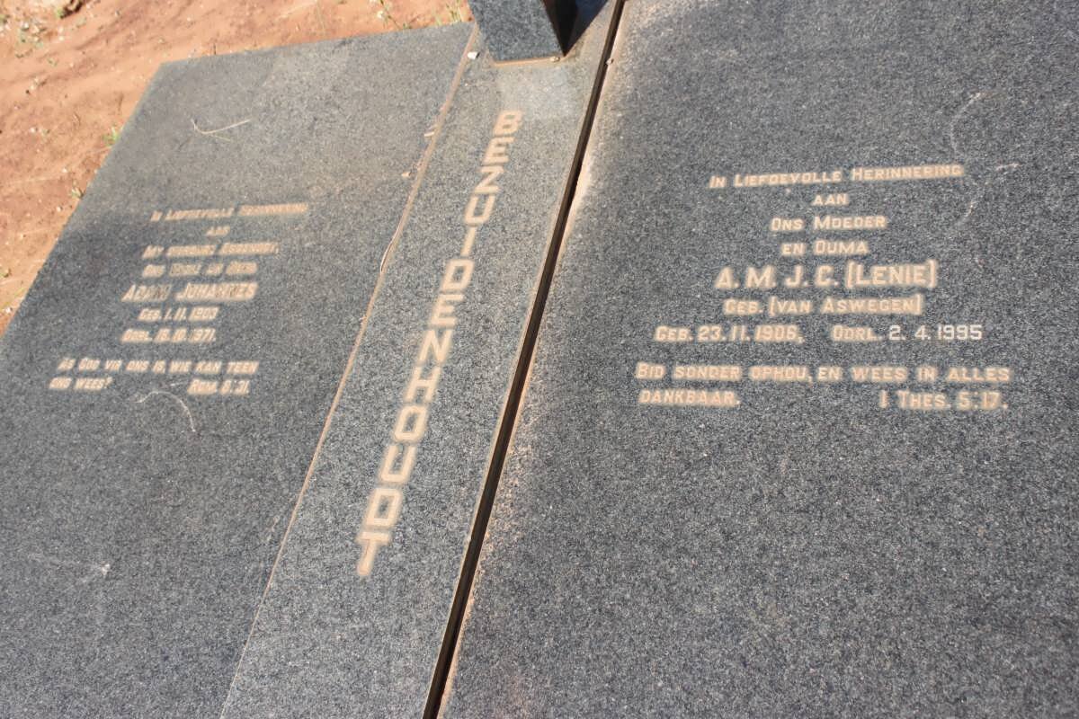 BEZUIDENHOUT A. Johannes  &amp;  A.M.J.C. VAN ASWEGEN 1906-1995