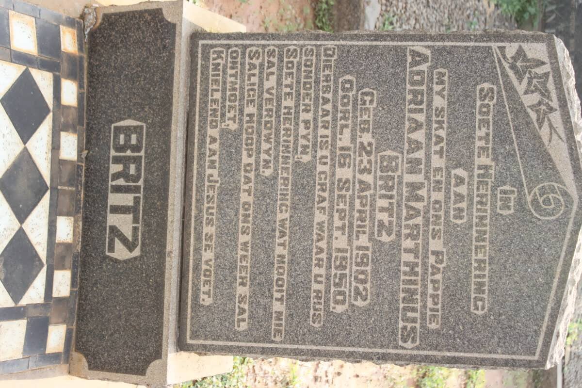 BRITZ Adriaan Marthinus 1902-1950