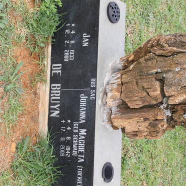 BRUYN Jan, de 1933-2000 &amp; Johanna Magrieta SCHWAB 1942- 2009