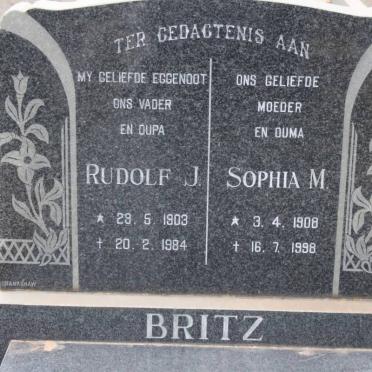 BRITZ Rudolf J. 1903-1984 &amp; Sophia M. 1908-1998