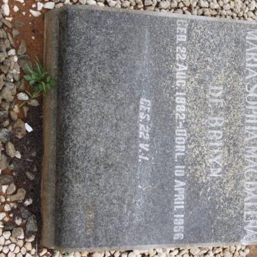 BRUYN Maria Sophia Magdalena, de 1882-1956