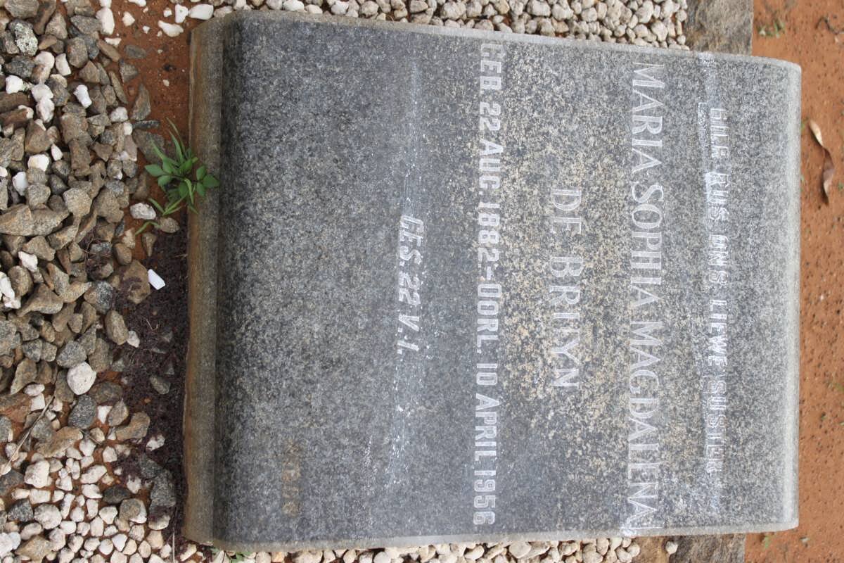 BRUYN Maria Sophia Magdalena, de 1882-1956