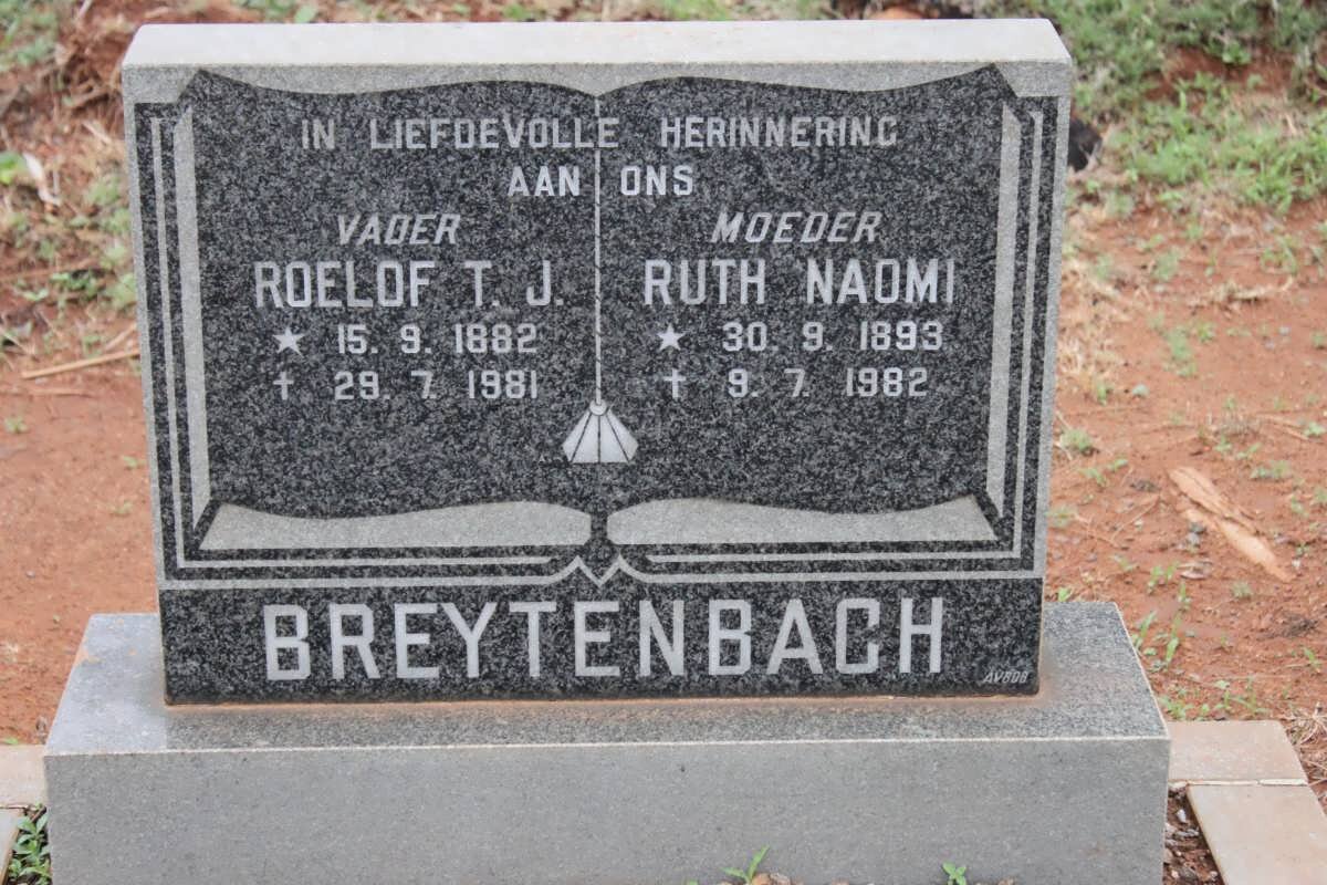BREYTENBACH Roelof T.J. 1882-1981 &amp; Ruth Naomi 1893-1983