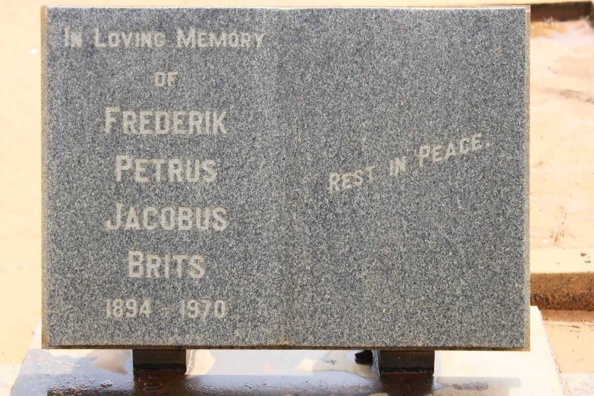 BRITS Frederik Petrus Jacobus 1894-1970 &amp; Margaret Jean 1895-1966