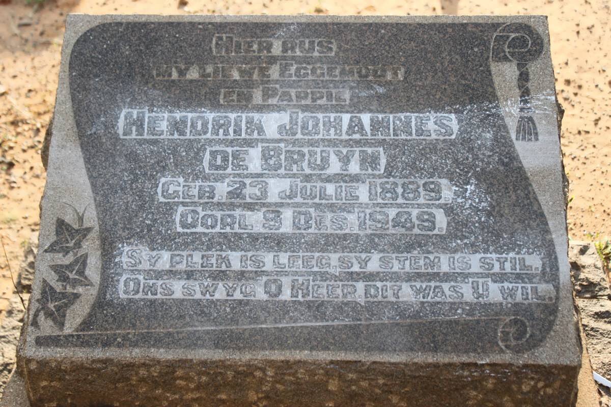 BRUYN Hendrik Johannes, de 1889-1949